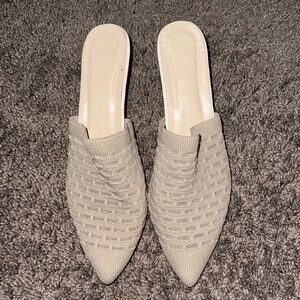Cream Woven  Mules unique heel